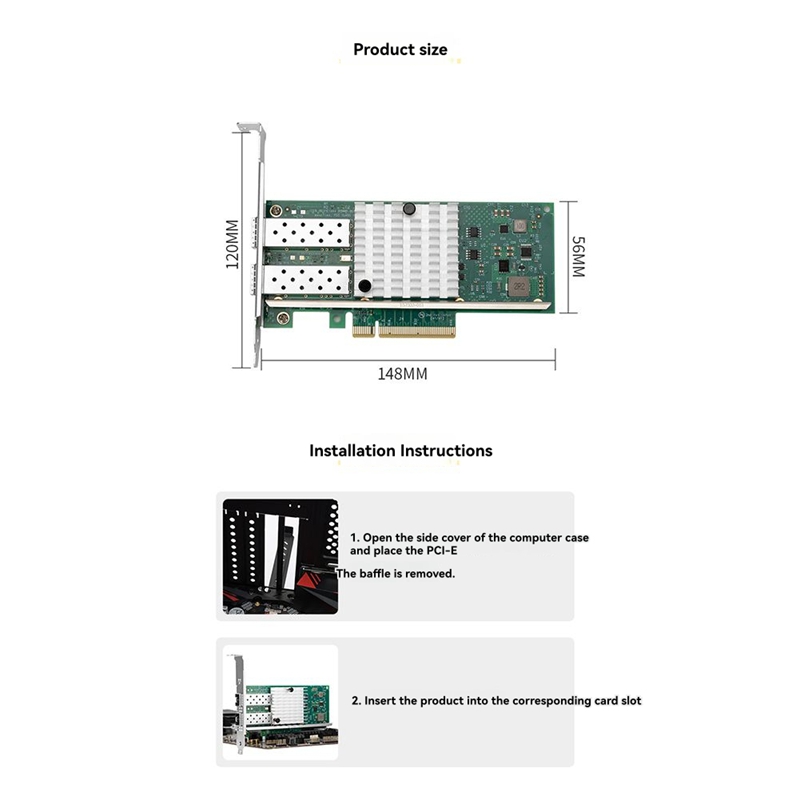 10Gb Sfp+ Pcie Network Card Dual Port - X520-DA1 Tarjeta de red de doble