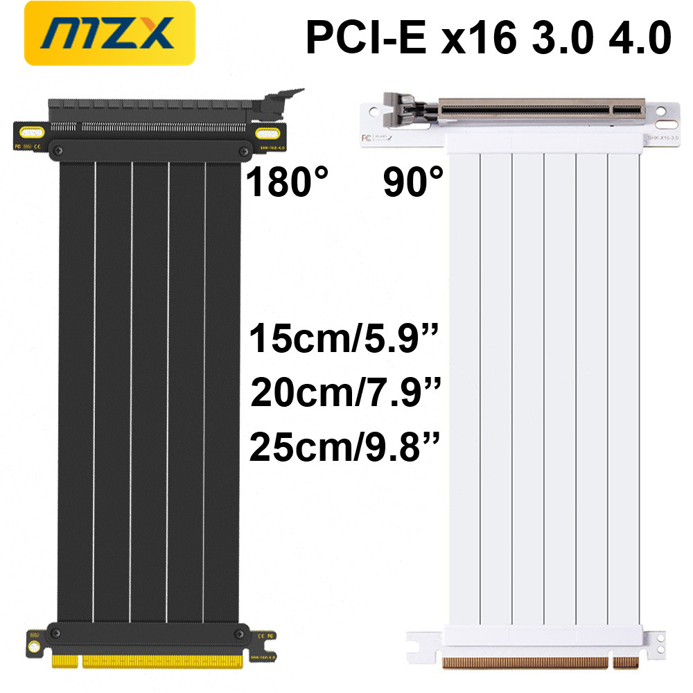 MZX PCIE 4,0 3,0 16X Cable ele - Pcie 4.0 X16 Riser Cable 90 Degree reseña y precio
